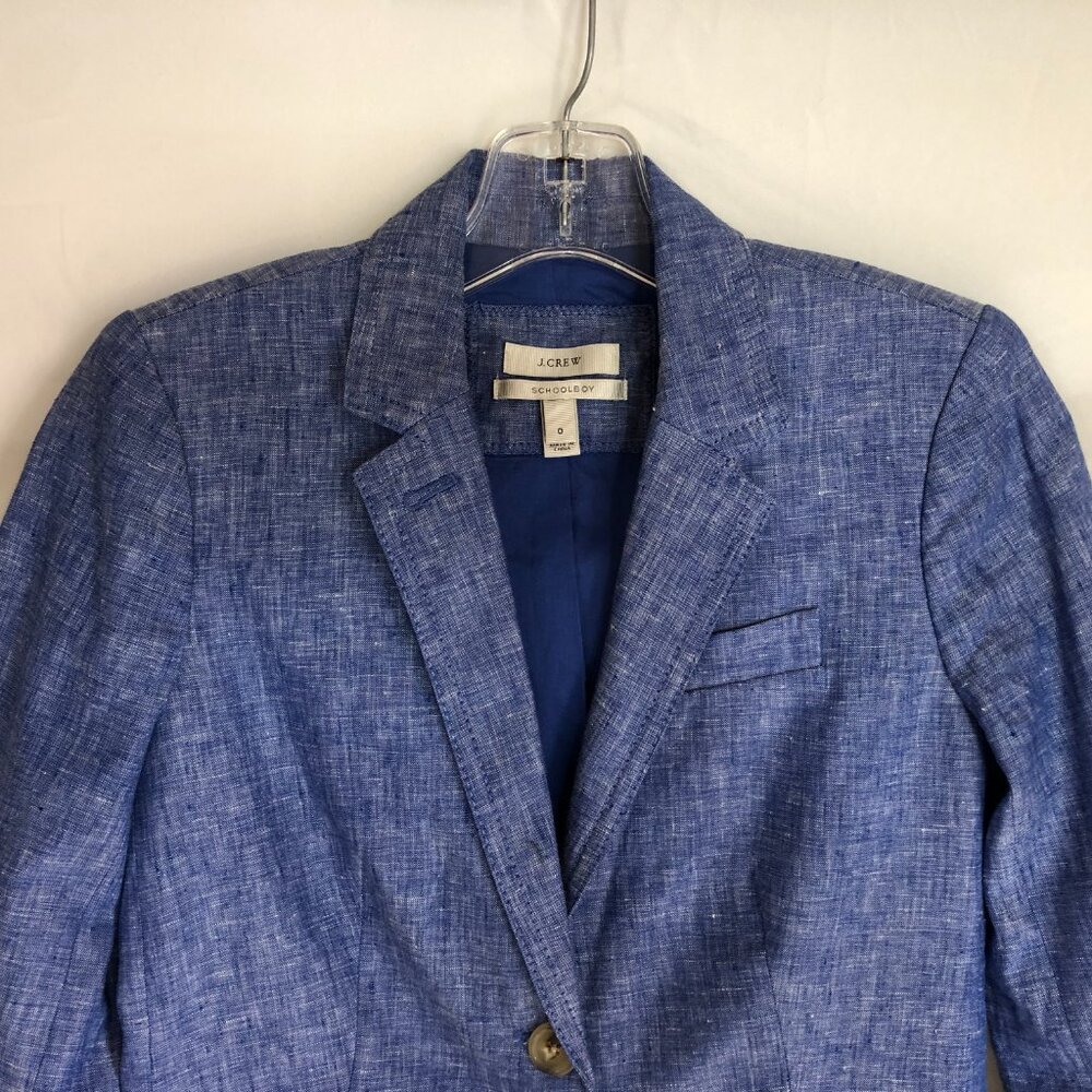 J. Crew Blue Textured Linen-Blend Blazer - Picture 2 of 6